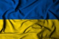 Selective focus of ukraine flag, with waving fabric texture. 3d illustration