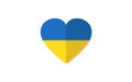 Ukraine national flag, Heart shape icon with colors of Ukrainian flag. Paper cut style. Origami Symbol, poster, banner of crisis