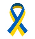 Ukraine national flag in wave ribbon form, solidarity with Ukraine concept, for banner and web design, vector illustration