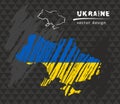 Ukraine national vector map with sketch chalk flag. Sketch chalk hand drawn illustration Royalty Free Stock Photo