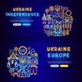 Ukraine Neon Banners