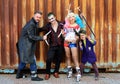 UKRAINE, ODESSA - August 13, 2016: Cosplayers in Harley Quinn costume, in Joker and Boomerang costumes