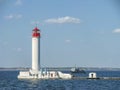Ukraine, Odessa, Commercial Seaport, June 15, 2011. View of Vorontsov Lighthouse Russian From The Port Side