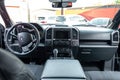 Ukraine, Odessa July 8 - 2021: Ford F-350 car interior with big display navigation unit, automatic transmission, no
