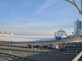 Ukraine, Odessa, Maritime Station, March 5, 2011, The Water Area of the Sea Trade Port Is Icebound. Bright, Sunny Day and A Lonely