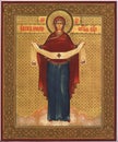 UKRAINE, ODESSA REGION, VILLAGE PETRODOLINSKOE Ã¢â¬â JUNE, 25, 2018: Orthodox icon of the Mother of God