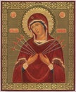 UKRAINE, ODESSA REGION, VILLAGE PETRODOLINSKOE Ã¢â¬â JUNE, 25, 2018: Orthodox icon of the Mother of God Royalty Free Stock Photo