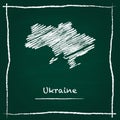 Ukraine outline vector map hand drawn with chalk.