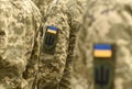 Ukraine patch flag on army uniform. Ukraine military uniform. Uk