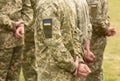 Ukraine patch flag on army uniform. Ukraine military uniform. Uk