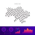 Ukraine people map. Detailed vector silhouette. Mixed crowd of men and women. Population infographic elements