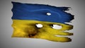 Ukraine perforated, burned, grunge waving flag loop alpha