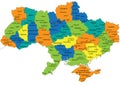 Colorful Ukraine political map with clearly labeled, separated layers.