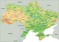 High detailed Ukraine physical map with labeling. Royalty Free Stock Photo