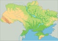 High detailed Ukraine physical map.