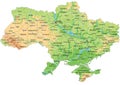 High detailed Ukraine physical map with labeling. Royalty Free Stock Photo