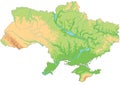 High detailed Ukraine physical map.