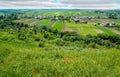 Ukraine, Podgora village, Ternopil region, Terebovlya district. Pidhiryan Monastery. View from the monastery to the neighboring