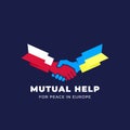 Ukraine and Poland friendship mutual help and partnership handshake Abstract Vector Sign Peace Symbol Icon Template Royalty Free Stock Photo
