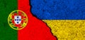 Ukraine and Portugal flags. Support and help, weapons and military equipment, partnership and diplomacy, humanitarian