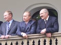 Ukraine, Russia and Belarus. three presidents Kuchma Putin and Lukashenko Royalty Free Stock Photo