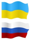Ukraine and Russia flags,