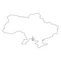 Ukraine - solid black outline border map of country area. Simple flat vector illustration
