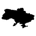 Ukraine - solid black silhouette map of country area. Simple flat vector illustration