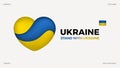 Ukraine - Stand with Ukraine poster with heart and Ukrainian flag - vector illustration