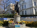 Ukraine statue in London filled with flowers and notes as a result of the Russian invasion