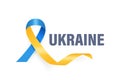 Ukraine Symbol. Anti War Symbol of Peace - Blue and Yellow Silk Ribbon on White Background. Ukranian Flag Colors