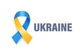 Ukraine Symbol. Anti War Symbol of Peace - Blue and Yellow Silk Ribbon on White Background. Ukranian Flag Colors