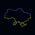 Ukraine territory map with neon effect on dark background