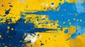 Ukraine themed grunge ink splatter brushes in yellow and blue with artistic dirty elements Royalty Free Stock Photo