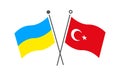 Ukraine and Turkey states flags. vector illustration isolated on white background