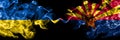 Ukraine, Ukrainian vs United States of America, America, US, USA, American, Arizona, Arizonan smoky mystic flags placed side by