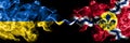 Ukraine, Ukrainian vs United States of America, America, US, USA, American, Saint Louis, Missouri smoky mystic flags placed side