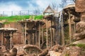 Ukraine,Uman -May 02, 2021:Artificial waterfall in a futuristic style