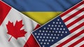 Ukraine United States of America Canada Flags Together Fabric Texture Effect Illustrations Royalty Free Stock Photo