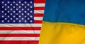 Ukraine and United States two flags textile cloth, fabric texture Royalty Free Stock Photo