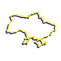 Ukraine Vector line drawing of Ukrainian border silhouette. Abstract vector linear illustration.