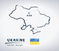 Ukraine vector sketch chalk drawing map isolated on a white background Royalty Free Stock Photo