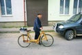 Wooden bicycle in the Carpathians Royalty Free Stock Photo