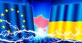 Ukraine vs EU Russo-Ukrainian War . Web banner illustration