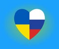 Ukraine VS Russia love sign illustration