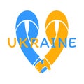 Ukraine war. Heart with blue and yellow colors of Ukrainian flag isolated. Royalty Free Stock Photo