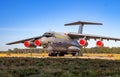 Ukrainian Air Force Ilyushin IL-76 transport plane in the tarmac of Kleine-Brogel Airbase. Belgium - September 14, 2019