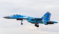 Ukrainian Air Force Su-27 Flanker with its landing gear down