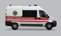 Ukrainian ambulance. Special medical vehicles. Realistic image. Vector illustrations