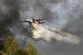 Ukrainian Antonov-32 firefighting aircraft in action during Training of rescue services near Kyiv, Ukraine